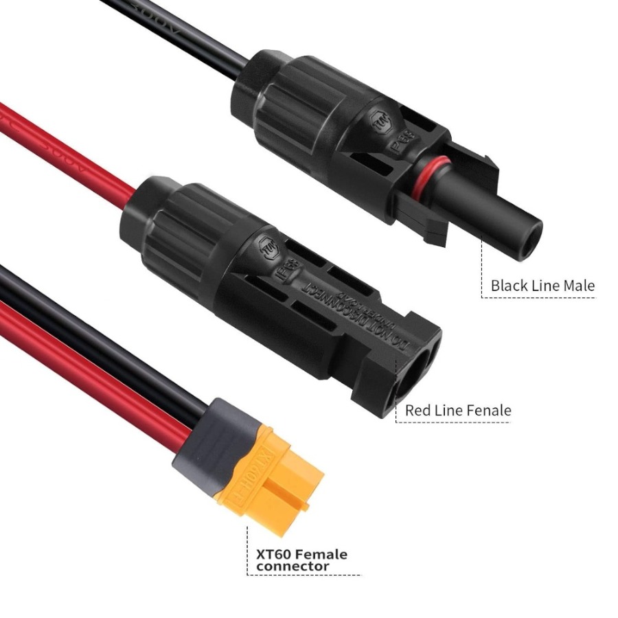 MC-4 Female and Male Connector to XT60 Adapter Cable
