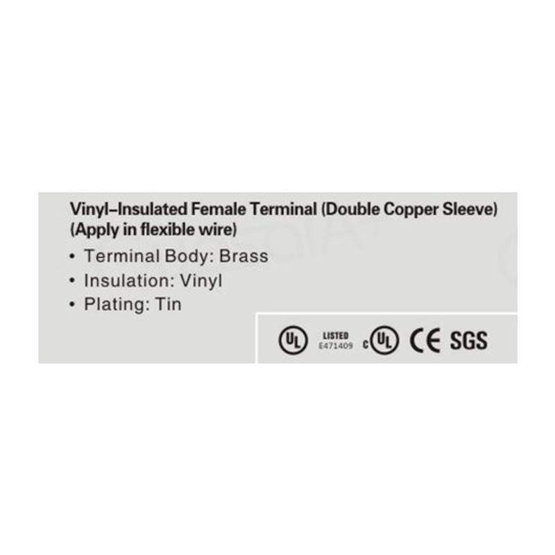 Vinyl-Insulated Female Terminal Double Copper Sleeve
