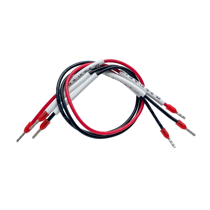 Custom EVN7508 red tubular terminal connectors on tinned copper wire